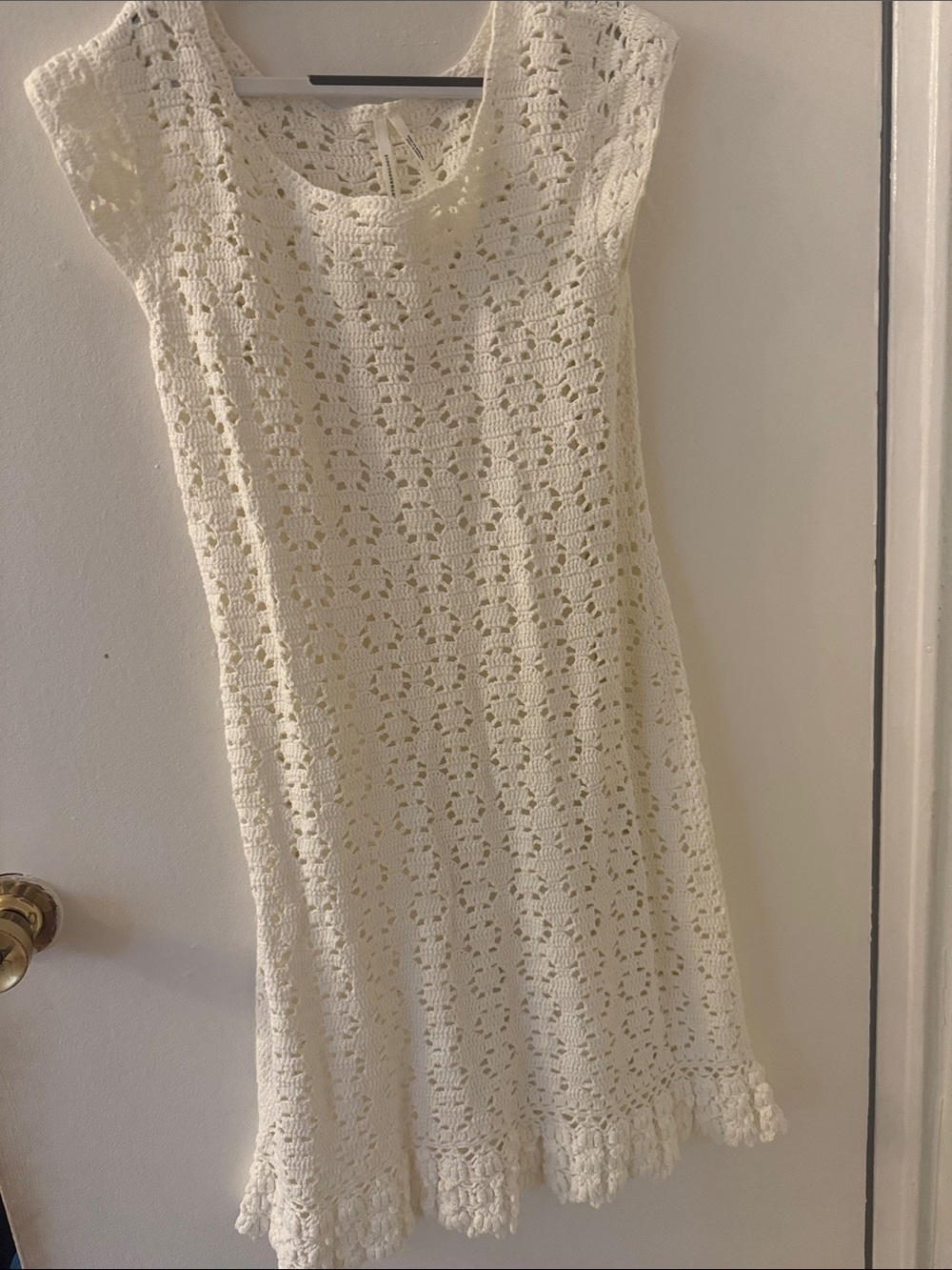 Anthropologie Cream Crochet Midi Dress